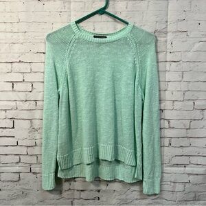 Eileen Fisher Medium Mint Green Open Knit Light Spring Sweater Linen Cotton L/S